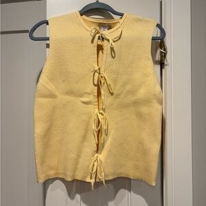 Sincerely Jules Light Yellow Tie-Front Vest